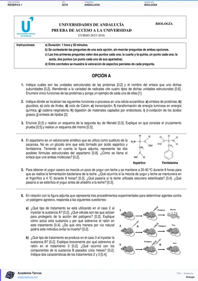 Vista previa de Examen PAU de Biología de Andalucía 2016 – Reserva 1