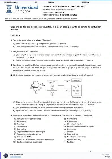 Vista previa de Examen PAU de Biología de Aragón 2015 – Extraordinaria