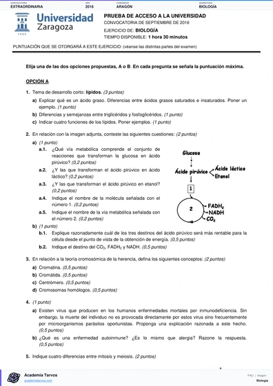 Vista previa de Examen PAU de Biología de Aragón 2016 – Extraordinaria