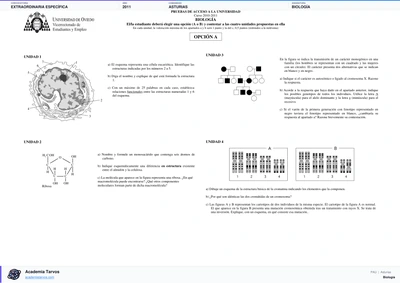 Vista previa de Examen PAU de Biología de Asturias 2011 – Extraordinaria Específica