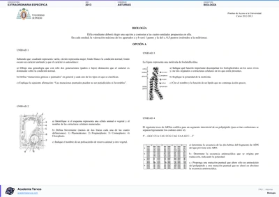 Vista previa de Examen PAU de Biología de Asturias 2013 – Extraordinaria Específica
