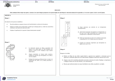 Vista previa de Examen PAU de Biología de Asturias 2015 – Extraordinaria Específica