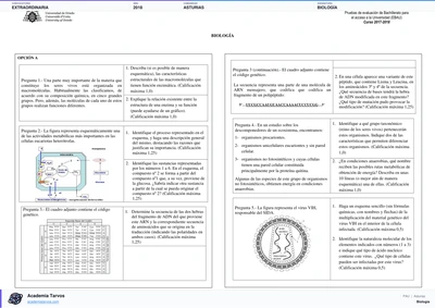 Vista previa de Examen PAU de Biología de Asturias 2018 – Extraordinaria