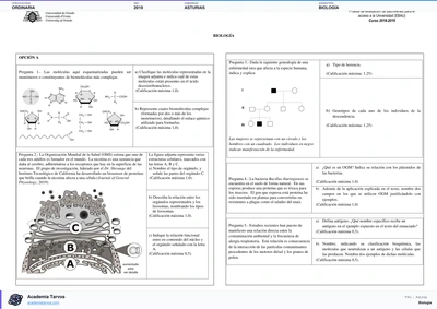 Vista previa de Examen PAU de Biología de Asturias 2019 – Ordinaria