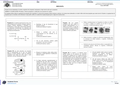 Vista previa de Examen PAU de Biología de Asturias 2020 – Extraordinaria