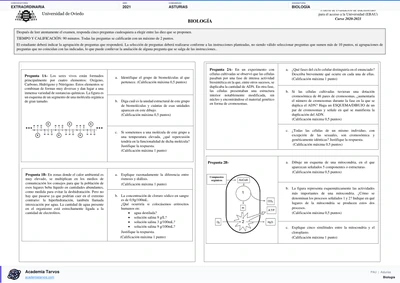 Vista previa de Examen PAU de Biología de Asturias 2021 – Extraordinaria