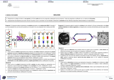 Vista previa de Modelo PAU de Biología de Asturias 2026