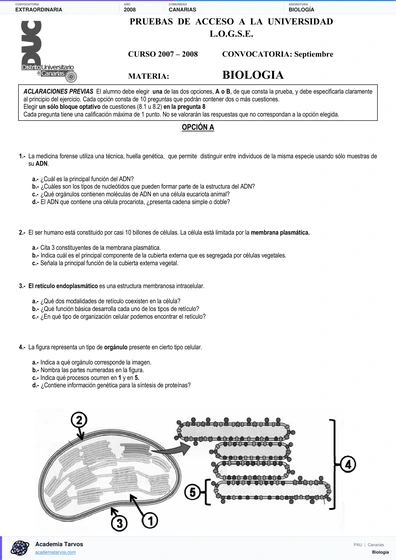 Vista previa de Examen PAU de Biología de Canarias 2008 – Extraordinaria