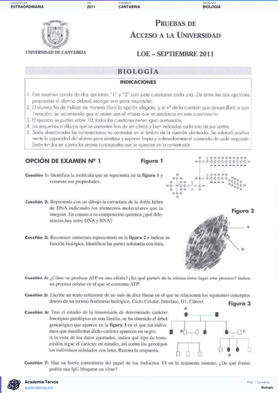 Vista previa de Examen PAU de Biología de Cantabria 2011 – Extraordinaria