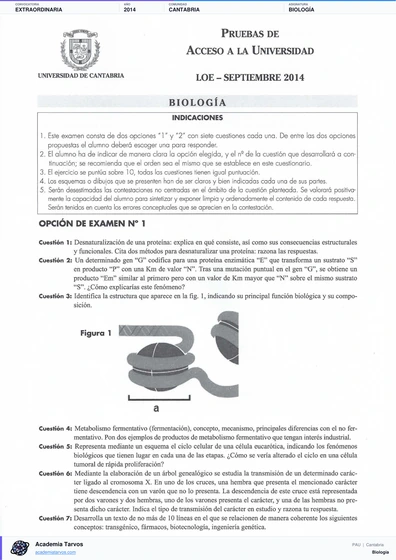 Vista previa de Examen PAU de Biología de Cantabria 2014 – Extraordinaria