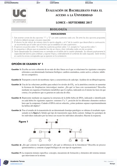 Vista previa de Examen PAU de Biología de Cantabria 2017 – Extraordinaria