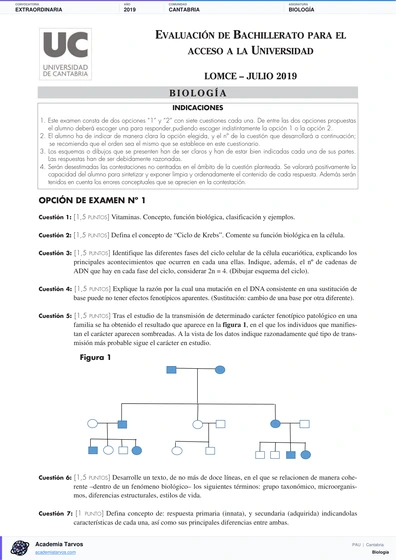 Vista previa de Examen PAU de Biología de Cantabria 2019 – Extraordinaria