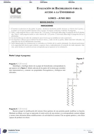 Vista previa de Examen PAU de Biología de Cantabria 2021 – Ordinaria