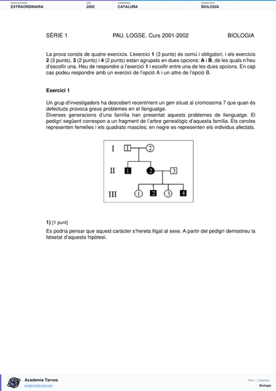 Vista previa de Examen PAU de Biología de Cataluña 2002 – Extraordinaria