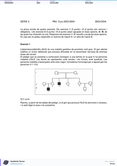 Vista previa de Examen PAU de Biología de Cataluña 2004 – Ordinaria