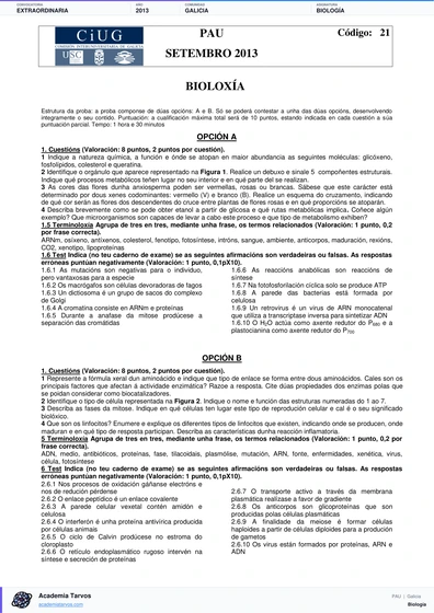 Vista previa de Examen PAU de Biología de Galicia 2013 – Extraordinaria