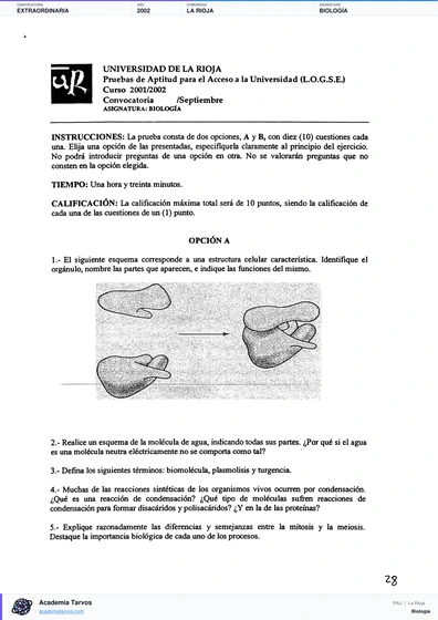 Vista previa de Examen PAU de Biología de La Rioja 2002 – Extraordinaria