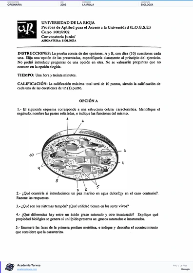 Vista previa de Examen PAU de Biología de La Rioja 2002 – Ordinaria