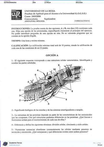 Vista previa de Examen PAU de Biología de La Rioja 2004 – Extraordinaria