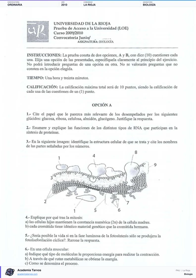 Vista previa de Examen PAU de Biología de La Rioja 2010 – Ordinaria