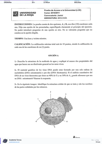 Vista previa de Examen PAU de Biología de La Rioja 2011 – Ordinaria