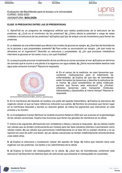 Vista previa de Examen PAU de Biología de Navarra 2023 – Ordinaria