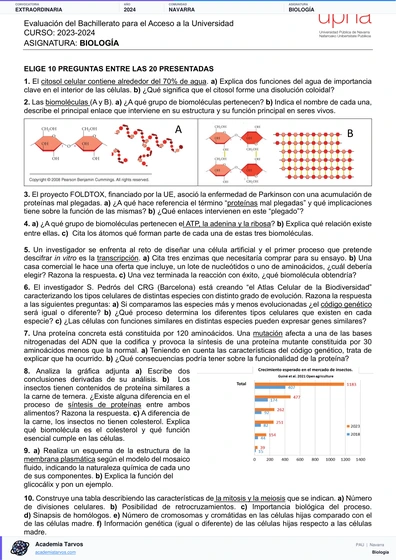 Vista previa de Examen PAU de Biología de Navarra 2024 – Extraordinaria