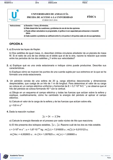 Vista previa de Examen PAU de Física de Andalucía 2016 – Reserva 3
