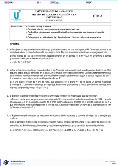 Vista previa de Examen PAU de Física de Andalucía 2017 – Reserva 3