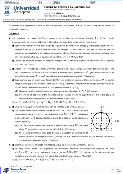 Vista previa de Examen PAU de Física de Aragón 2012 – Extraordinaria