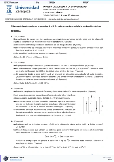 Vista previa de Examen PAU de Física de Aragón 2015 – Extraordinaria