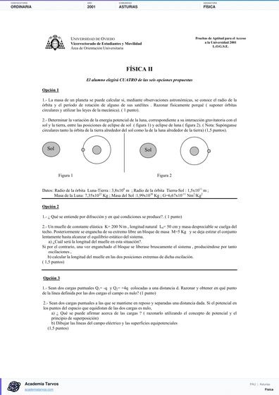 Vista previa de Examen PAU de Física de Asturias 2001 – Ordinaria