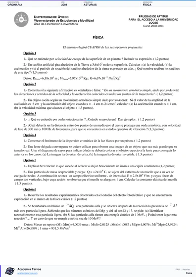 Vista previa de Examen PAU de Física de Asturias 2004 – Ordinaria