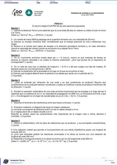 Vista previa de Examen PAU de Física de Asturias 2008 – Extraordinaria