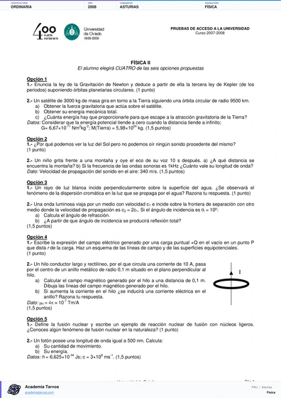 Vista previa de Examen PAU de Física de Asturias 2008 – Ordinaria