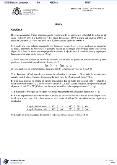 Vista previa de Examen PAU de Física de Asturias 2010 – Extraordinaria Específica