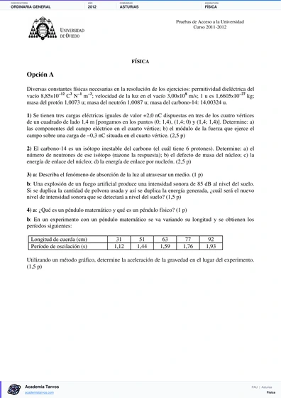 Vista previa de Examen PAU de Física de Asturias 2012 – Ordinaria General