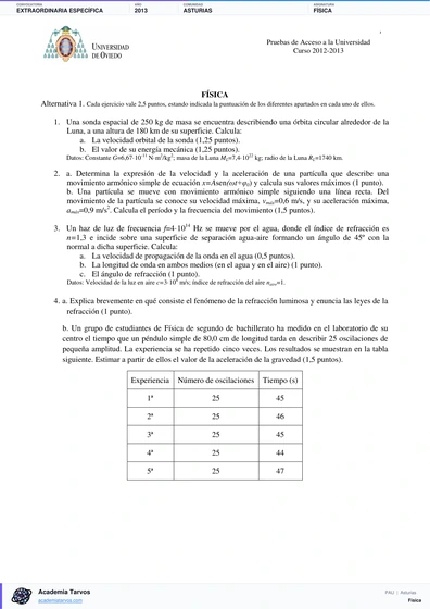 Vista previa de Examen PAU de Física de Asturias 2013 – Extraordinaria Específica