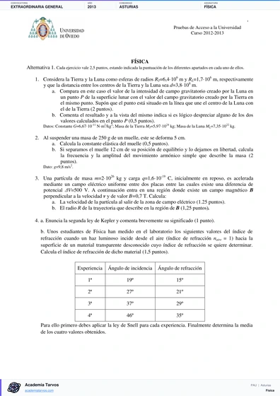 Vista previa de Examen PAU de Física de Asturias 2013 – Extraordinaria General
