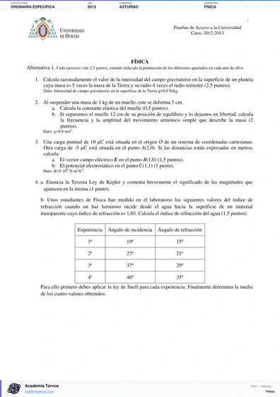 Vista previa de Examen PAU de Física de Asturias 2013 – Ordinaria Específica
