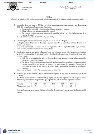 Vista previa de Examen PAU de Física de Asturias 2014 – Extraordinaria Específica