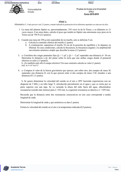 Vista previa de Examen PAU de Física de Asturias 2016 – Extraordinaria Específica
