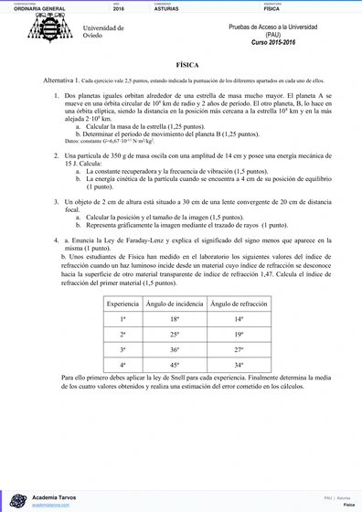 Vista previa de Examen PAU de Física de Asturias 2016 – Ordinaria General