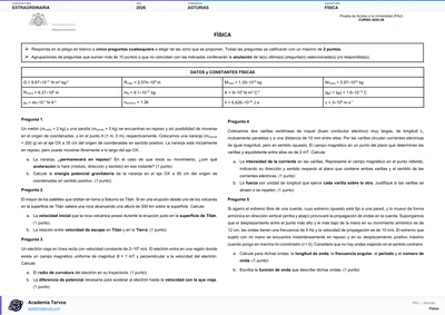 Vista previa de Examen PAU de Física de Asturias 2026 – Extraordinaria