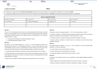 Vista previa de Modelo PAU de Física de Asturias 2026