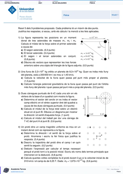 Vista previa de Examen PAU de Física de Illes Balears 2021 – Extraordinaria