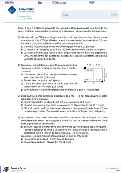 Vista previa de Examen PAU de Física de Illes Balears 2022 – Ordinaria