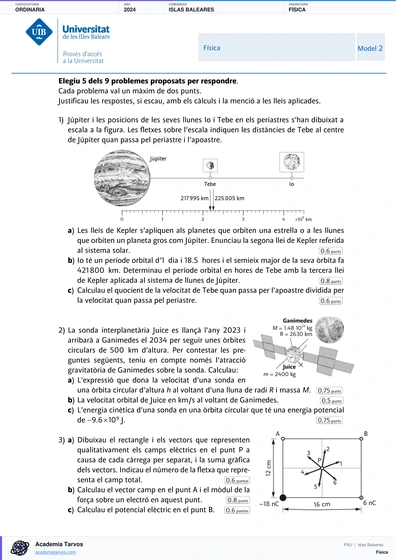 Vista previa de Examen PAU de Física de Illes Balears 2024 – Ordinaria