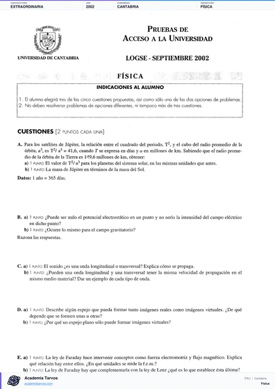 Vista previa de Examen PAU de Física de Cantabria 2002 – Extraordinaria