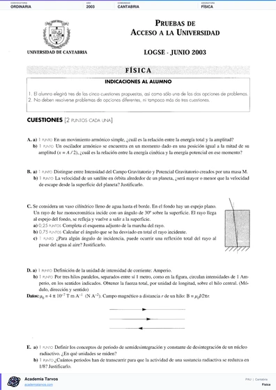 Vista previa de Examen PAU de Física de Cantabria 2003 – Ordinaria